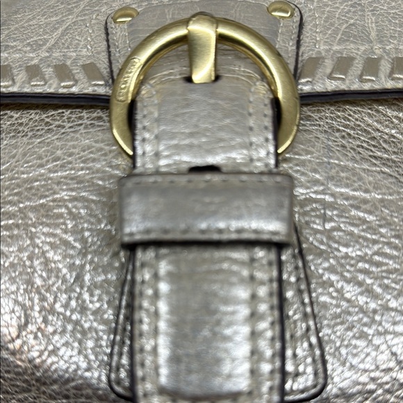 Rare Vintage Coach Whipstitch Silver Leather Women's Bag 11”x10” - Picture 2 of 16